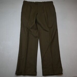 Vtg USA Made Corbin 38x34 Tan Brown Wool Flannel Pleated Cuffed Mens Pants